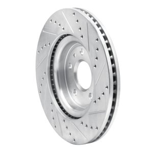 Ford Explorer Brake Rotor (1) - Front Left - R1 Concepts - Drilled & Slotted - Silver - `11-`19